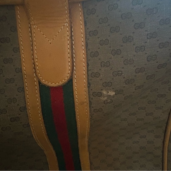 Gucci Vintage Authentic Coated Canvas Travel LuggageSherry Line Stripes 1980’s - Picture 9 of 17